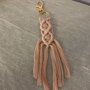 Handcrafted Pink Macramé Keychain Boho Purse Charm